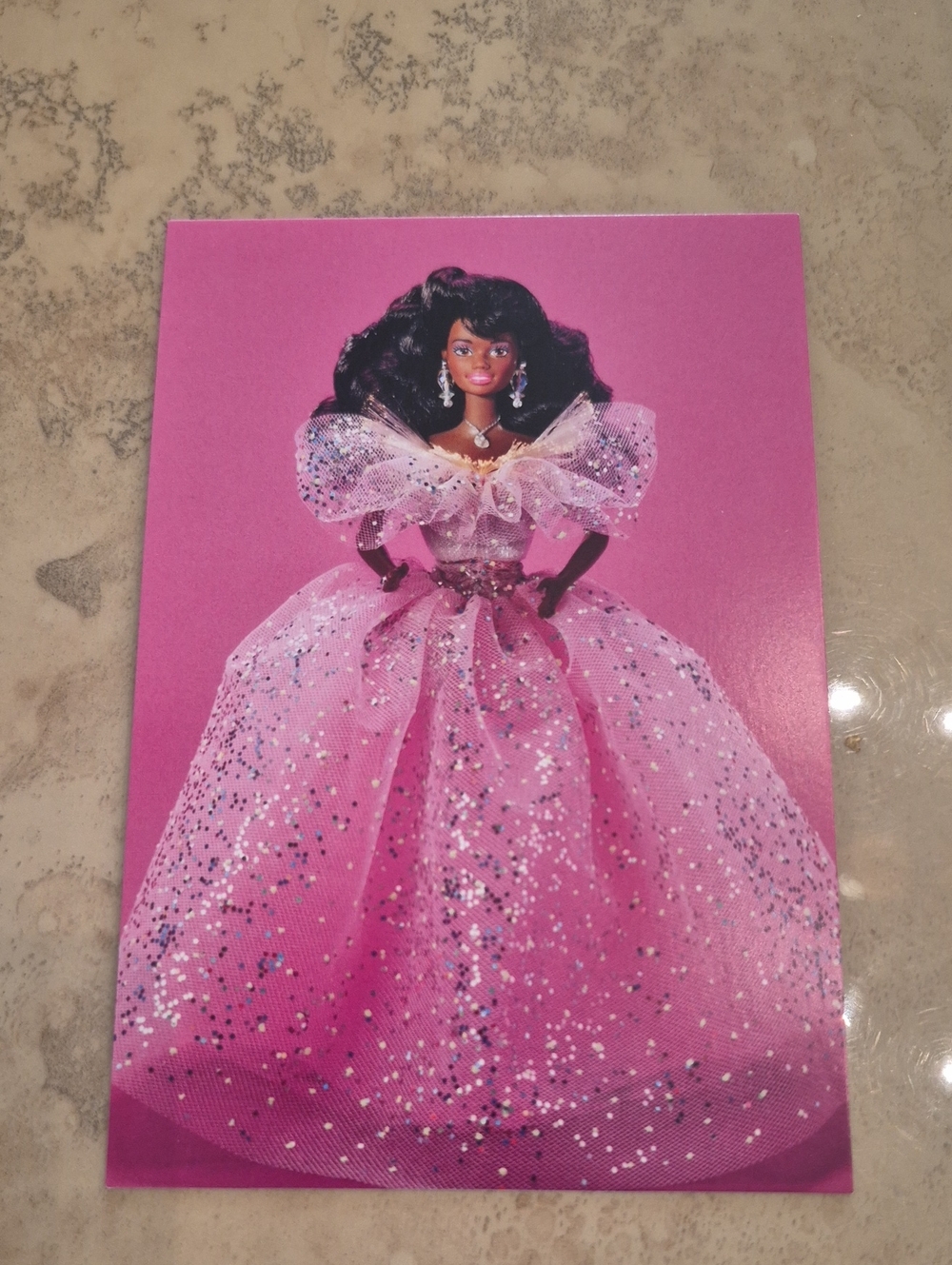 1993 Barbie Pink Sparkle Ball Gown Art Print/Postcard
